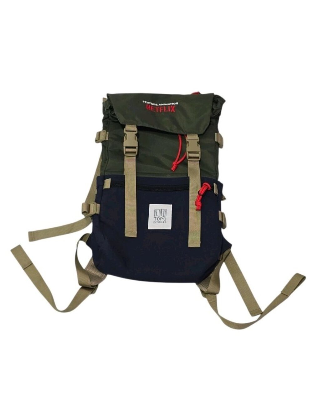 Topo Designs Rover Pack Classic Olive / Navy 20L Pack (Has a NETFLIX Logo)